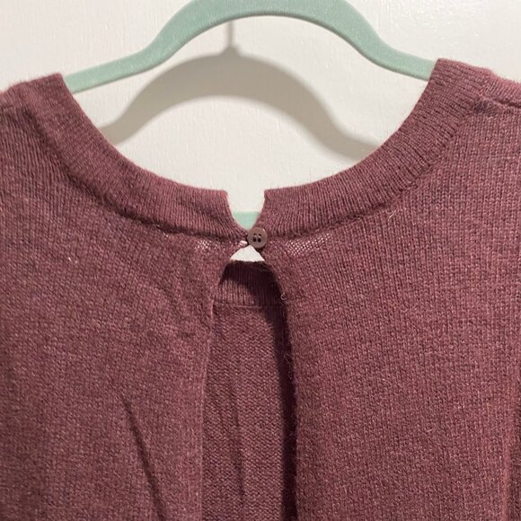 (3) Women Frenchi Burgundy Angora Wool Viscose Cut Out Long Boho Sweater Tunic S - Picture 4 of 7